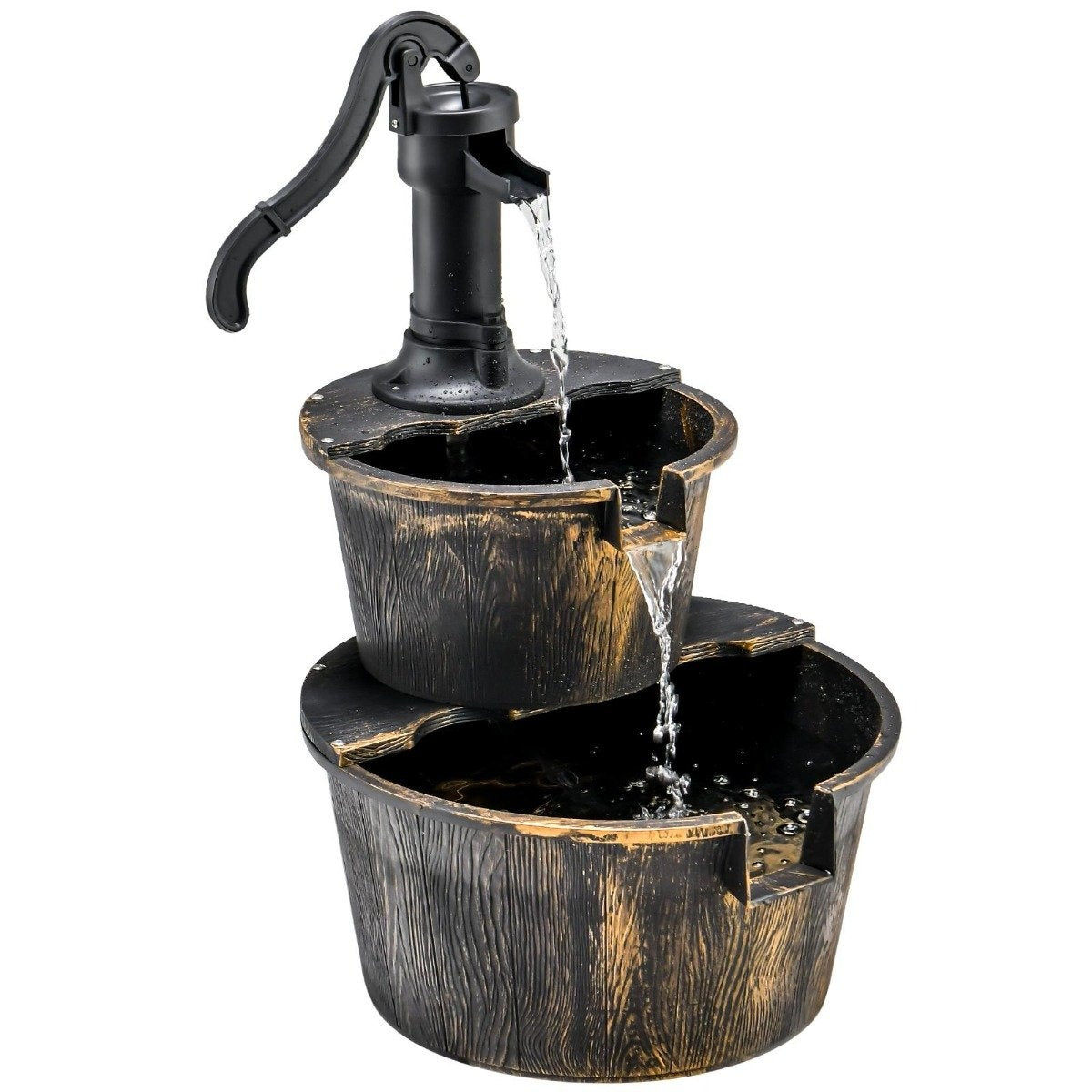 Garden fountain with water pump Rustic cascade water fountain 45.5 x 41 x 68 cm