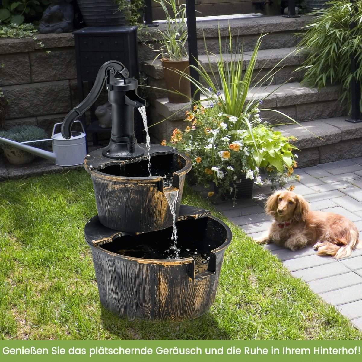 Garden fountain with water pump Rustic cascade water fountain 45.5 x 41 x 68 cm
