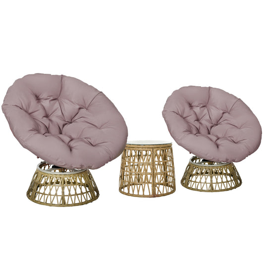 Yellow 3-piece garden bistro set with cushions