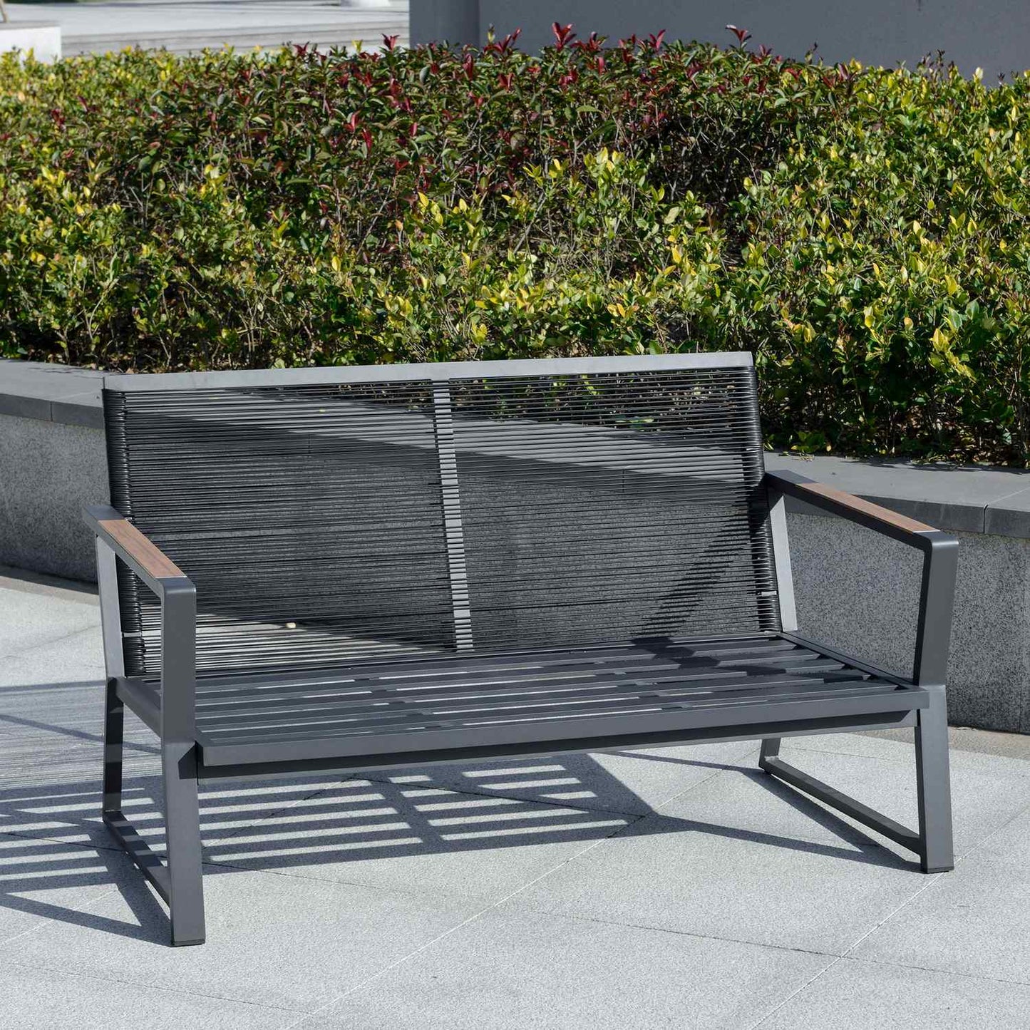 4-part patio in poly rattan, gray - weatherproof and modern