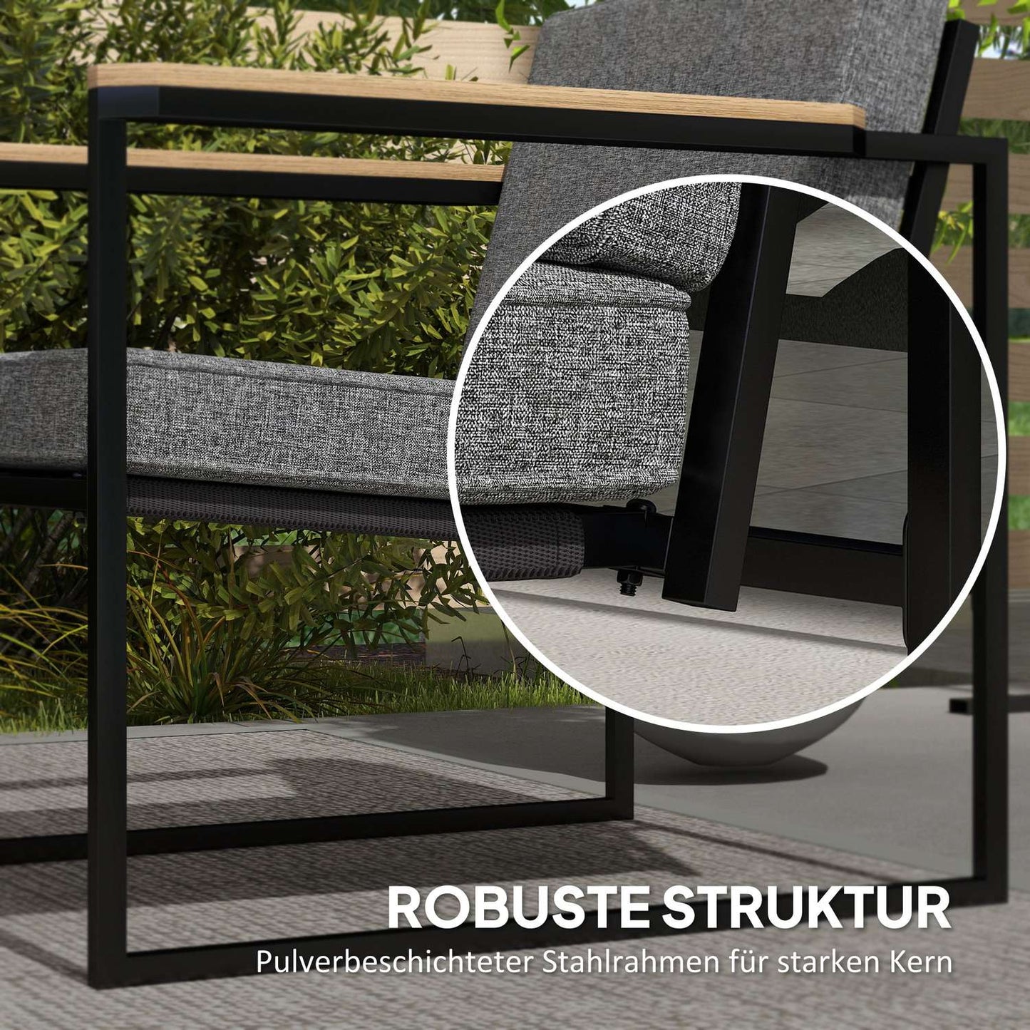 Outdoor garden furniture set for 4, weatherproof with cushions