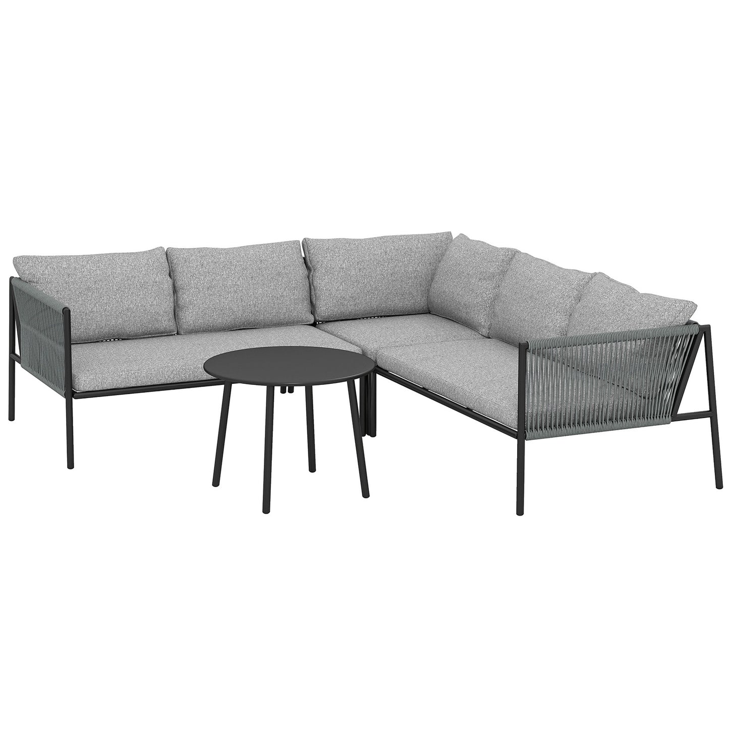 Outdoor poly rattan lounge set, weatherproof seating for 6 people