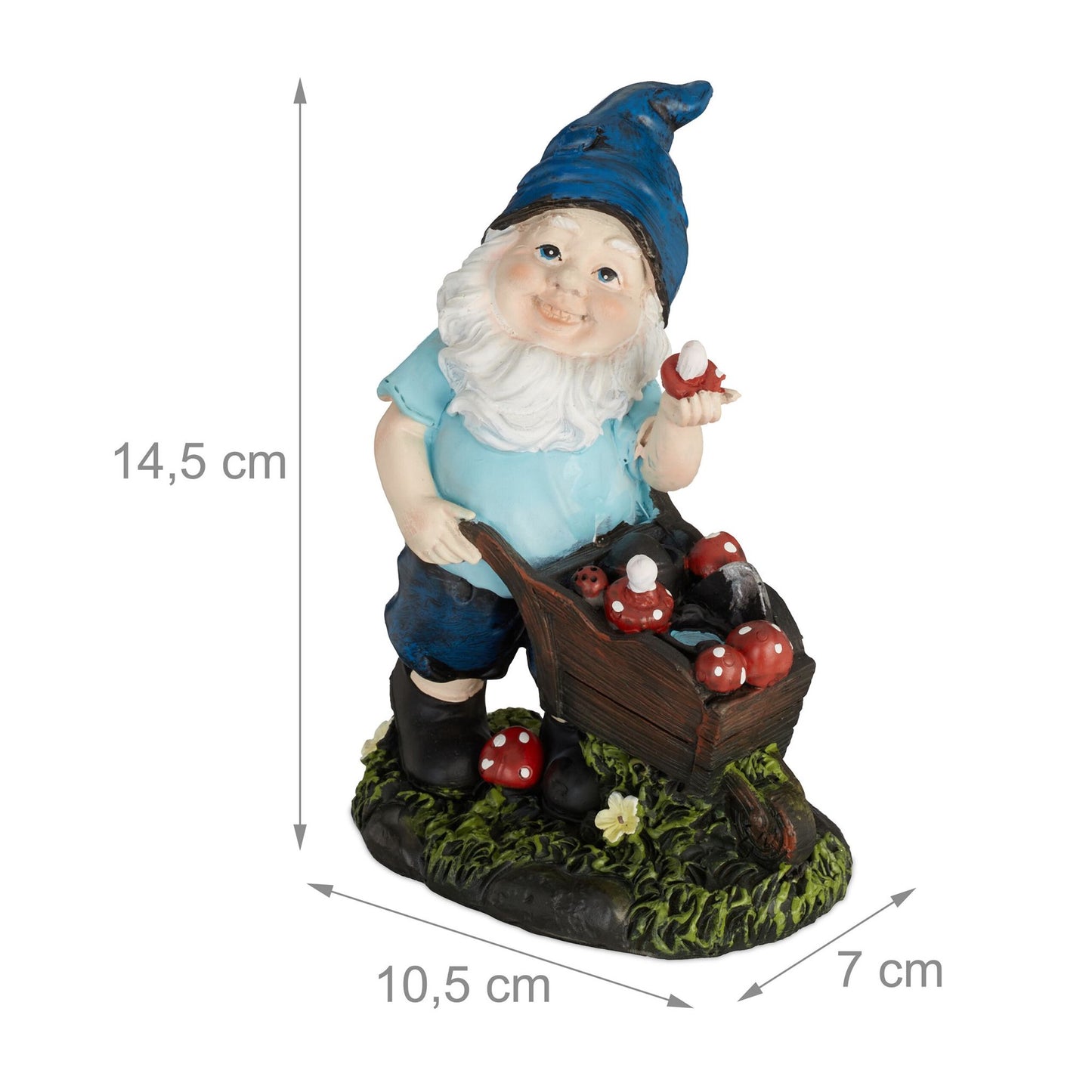 Garden gnome with mushrooms