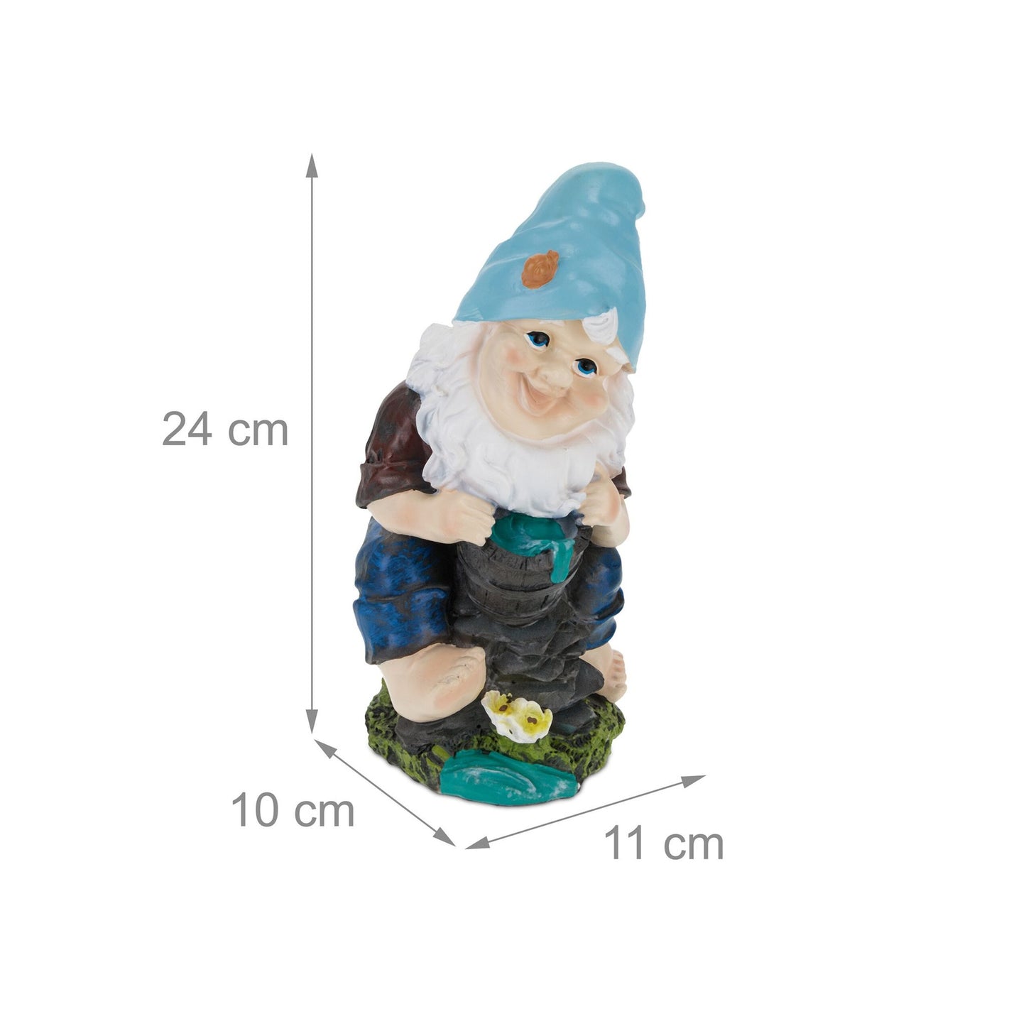Garden gnome with water bucket