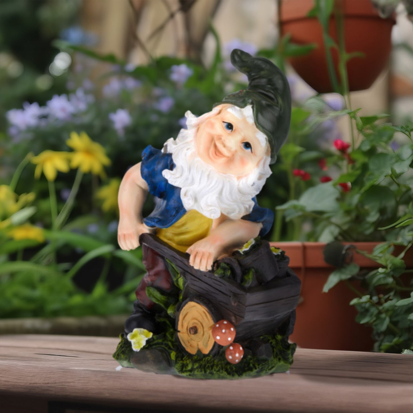Garden gnome with wheelbarrow