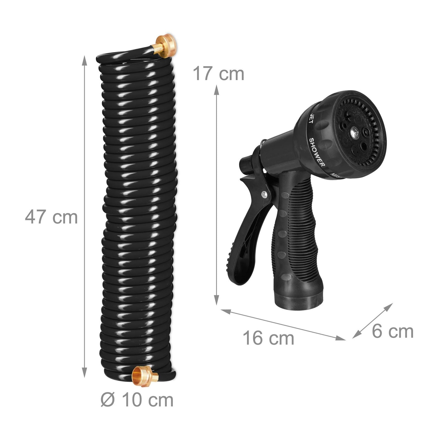 Garden hose with spray gun 10 m