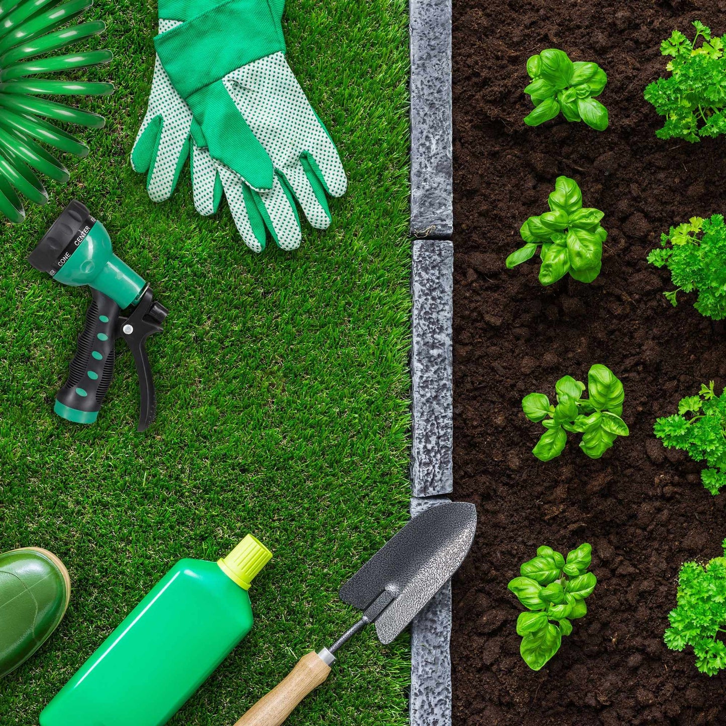 Garden hose with spray gun 10 m