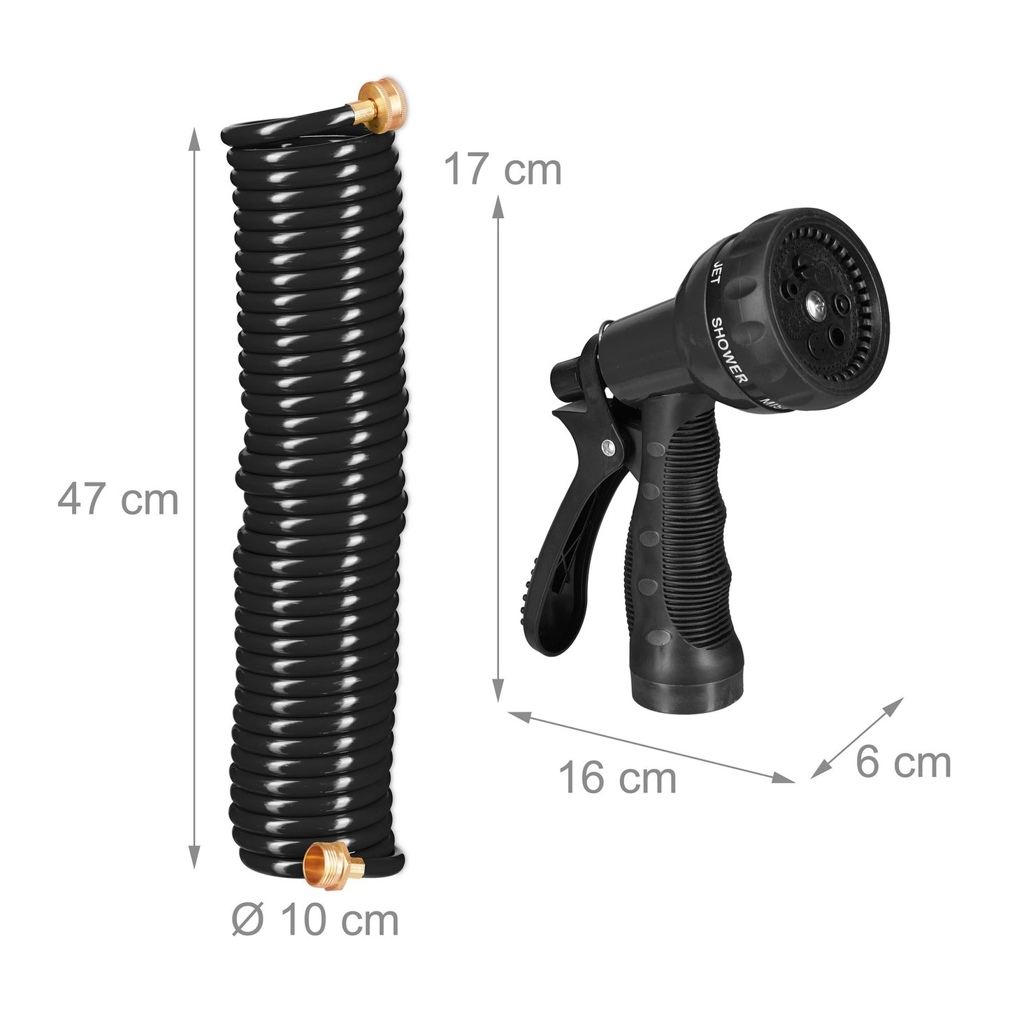Garden hose with spray gun 10 m