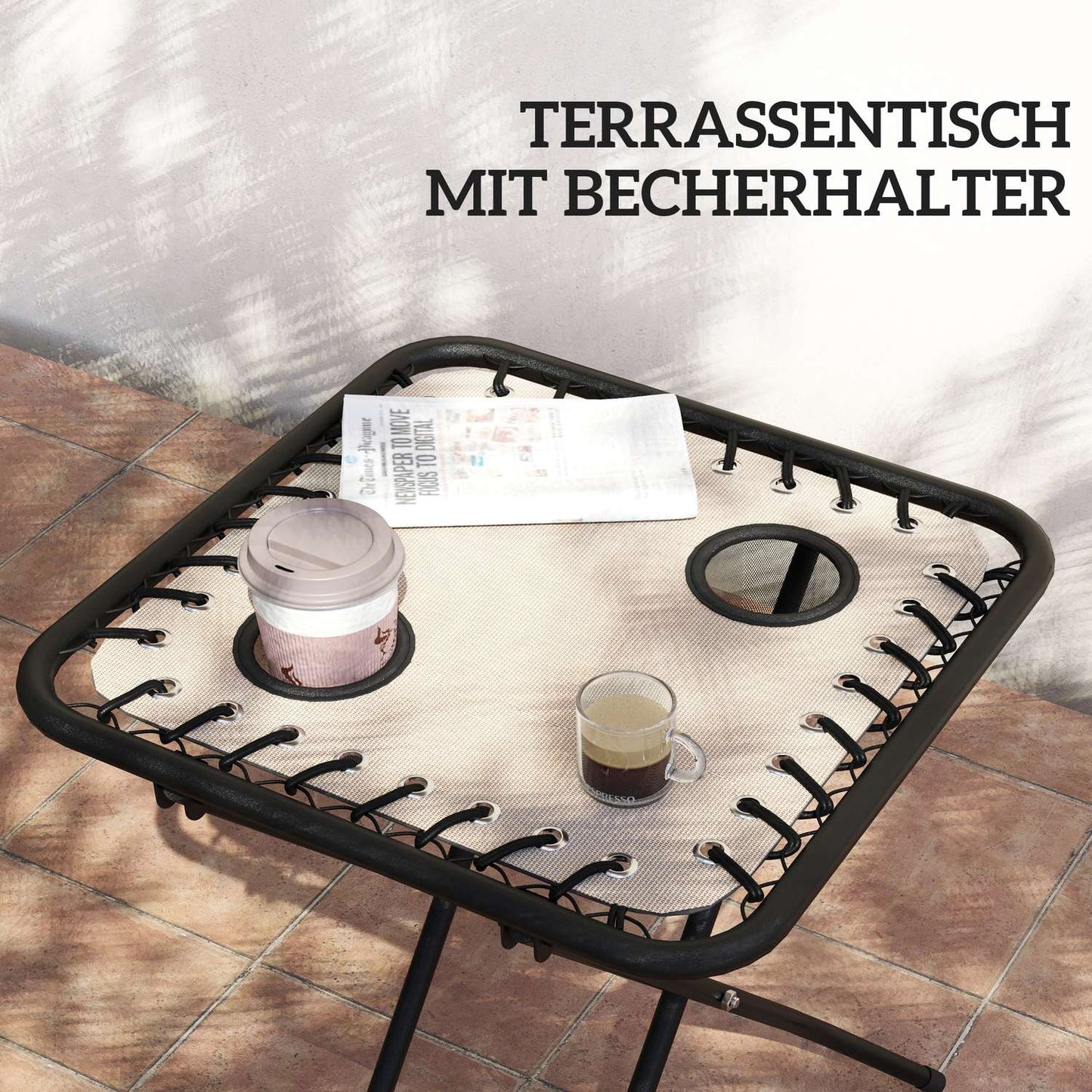 Folding outdoor chair, 3-part with cushions and table