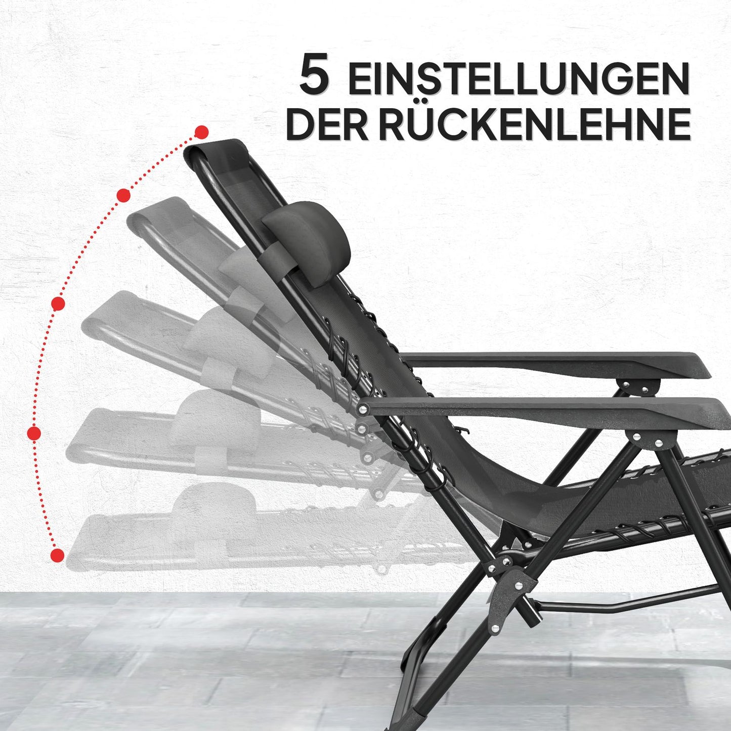 3-part folding metal sun lounger with table and chairs