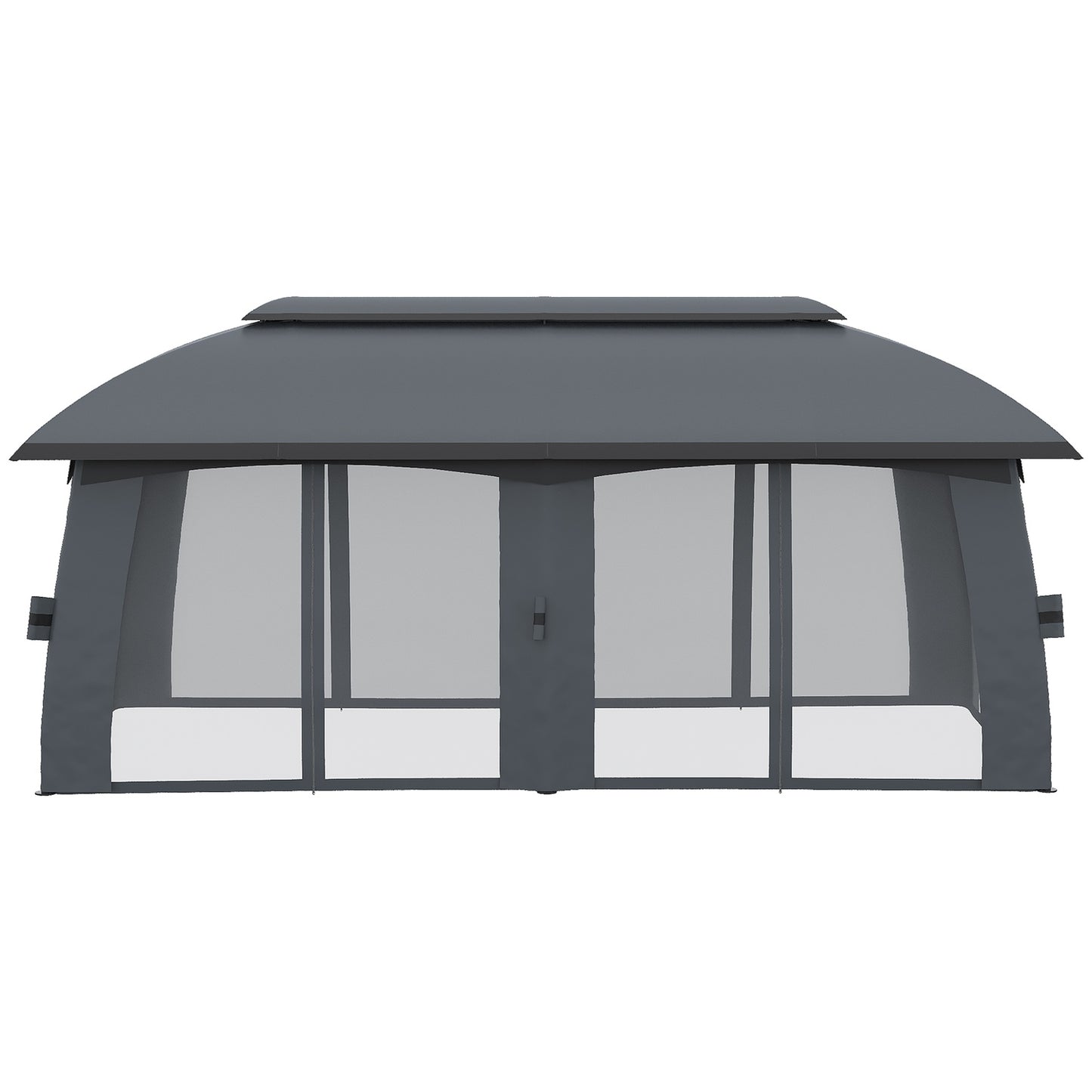 Garden pavilion 3x6m tent, double roof, side walls, dark grey