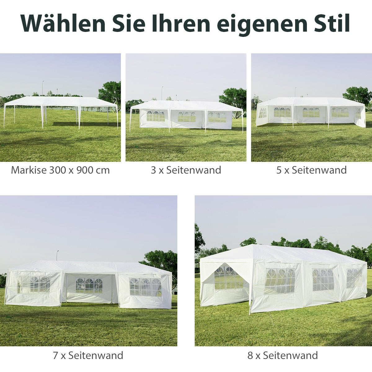 Garden pavilion 3x9m party tent garden tent UV protection tent white