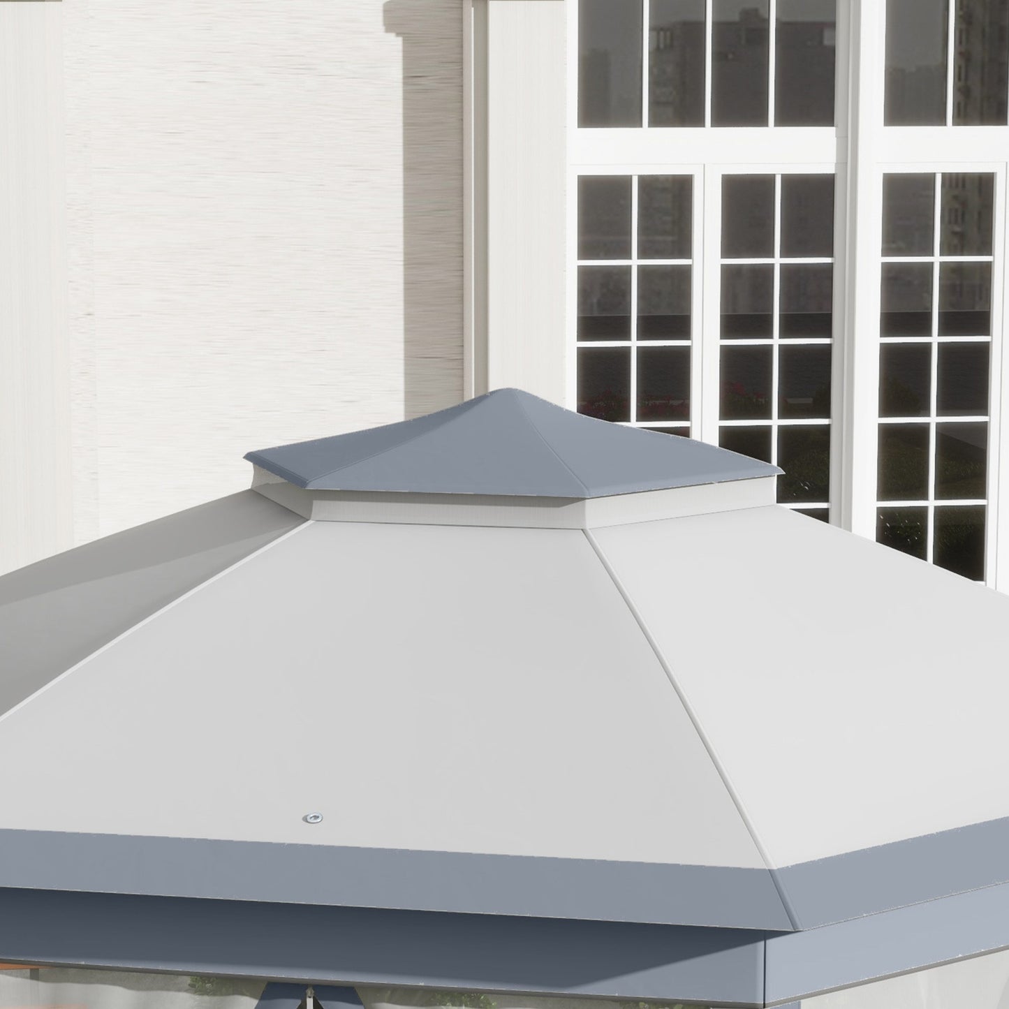 Hexagonal pop-up party tent, 4x4m, with 6 side panels, grey
