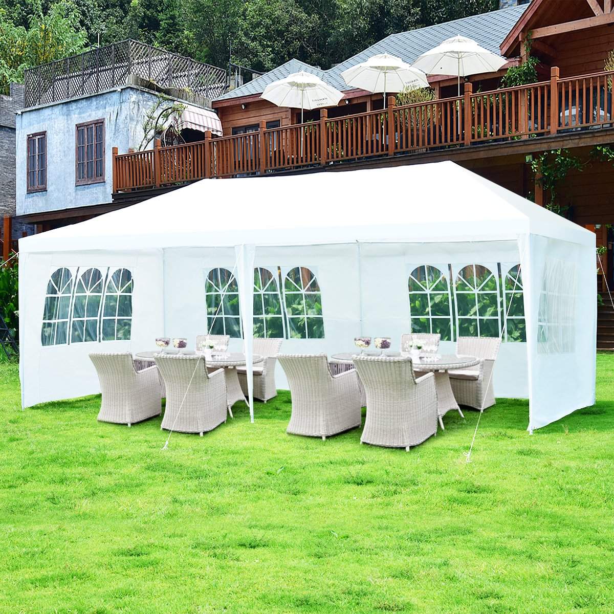 Garden pavilion party tent with 4 removable side walls pavilion beer tent UV protection garden tent 3 x 6m