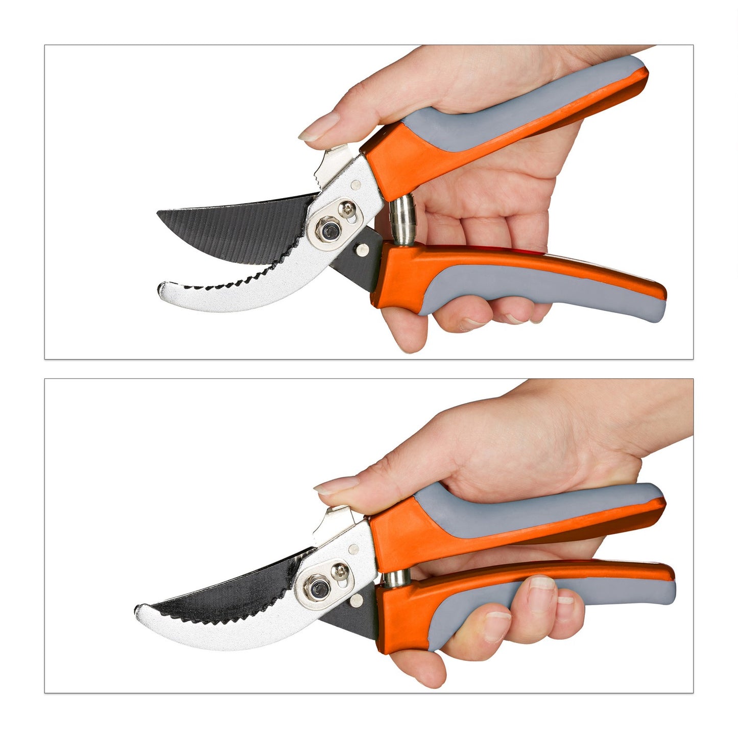 Garden shears Bypass in grey-orange