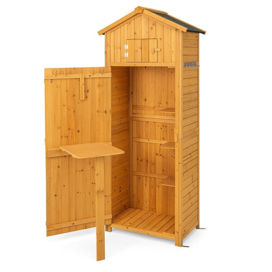 Garden shed equipment cabinet for outdoor use 75 x 50 x 180.5 cm natural