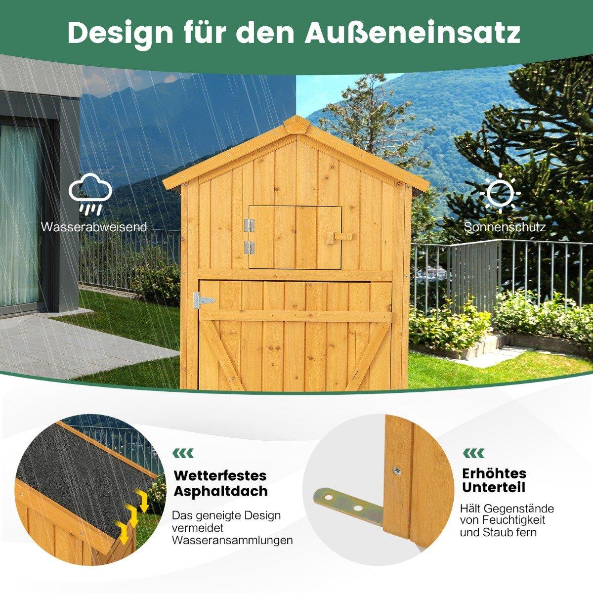 Garden shed equipment cabinet for outdoor use 75 x 50 x 180.5 cm natural