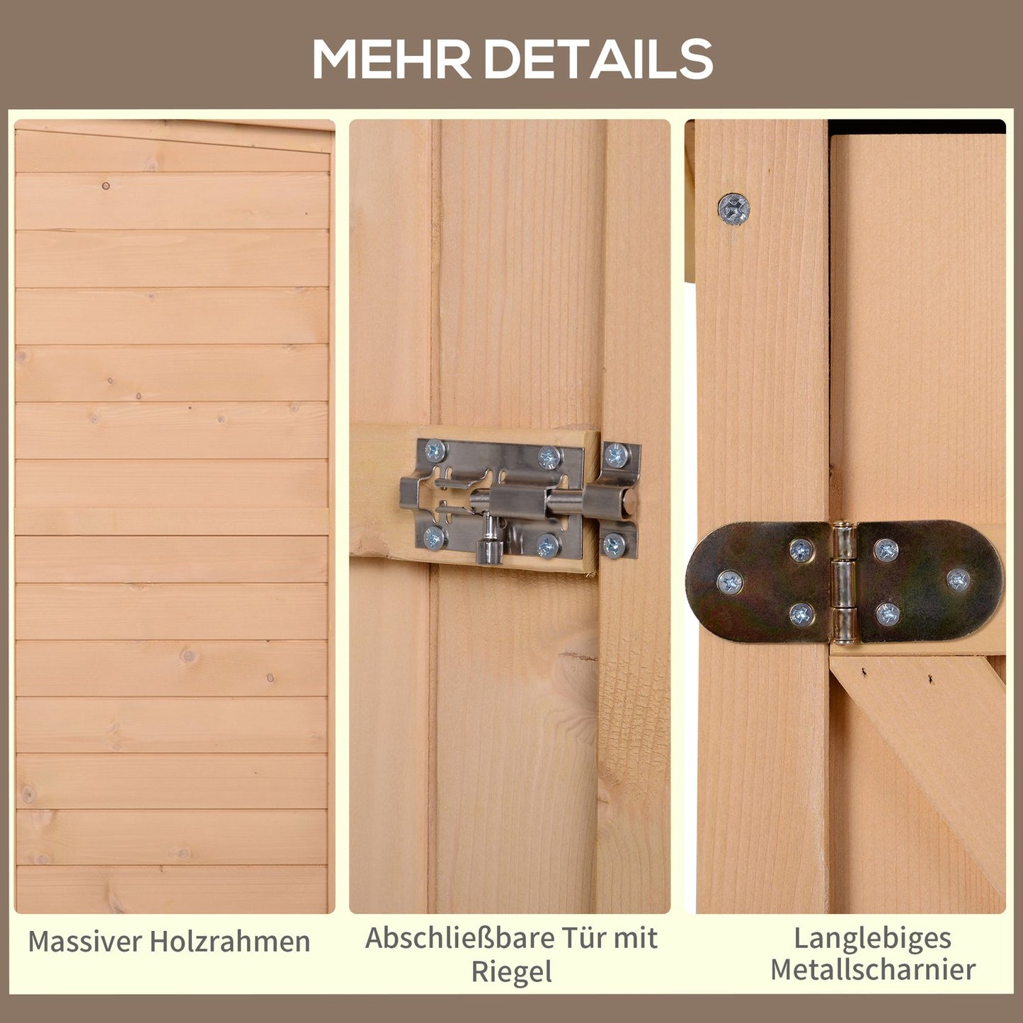 Garden tool shed with shelves, spruce wood, 75x56x115 cm