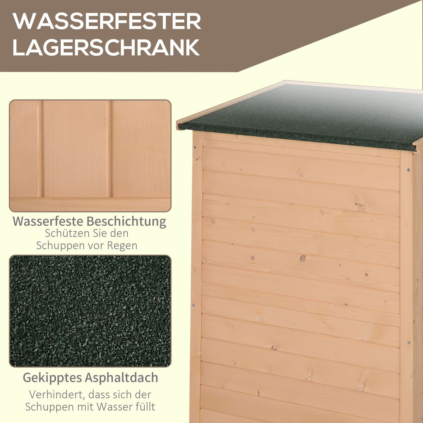 Garden tool shed with shelves, spruce wood, 75x56x115 cm