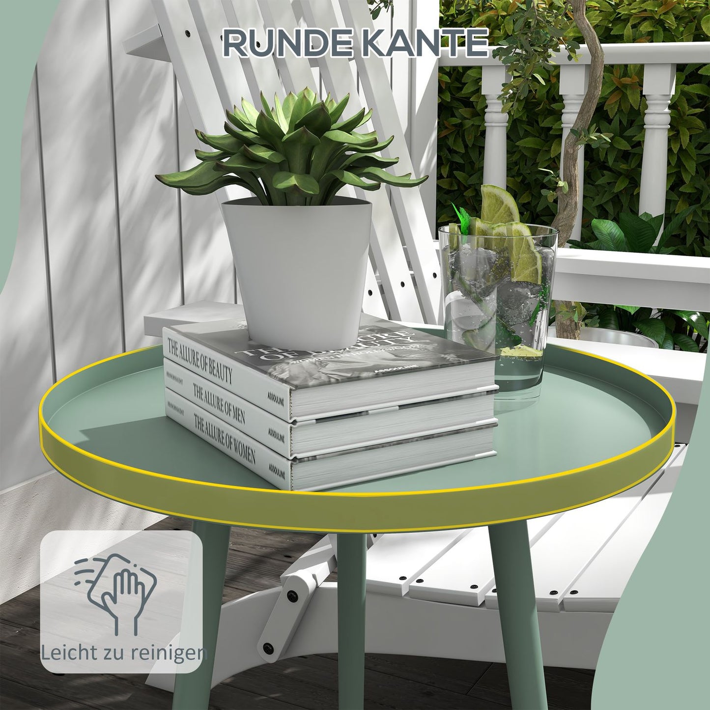 Round weatherproof garden table in steel - Ø40x50H cm, Green