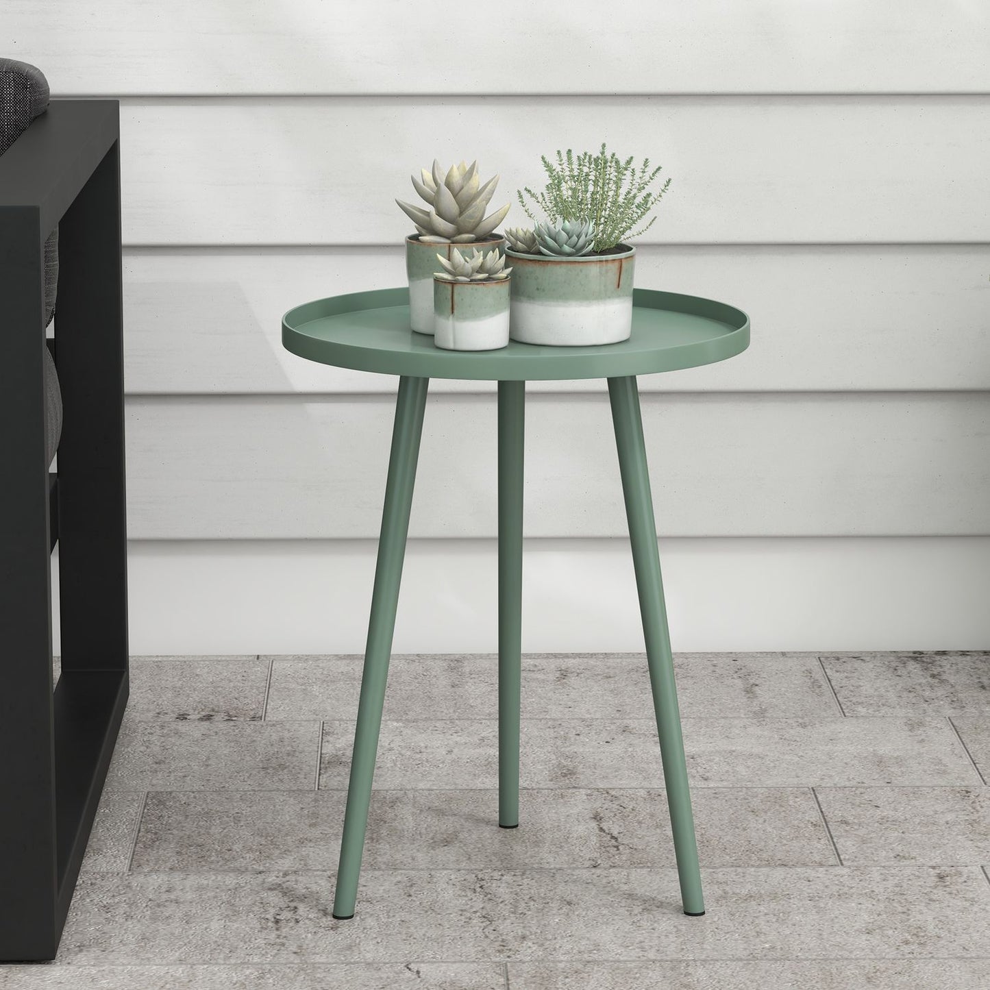 Round weatherproof garden table in steel - Ø40x50H cm, Green