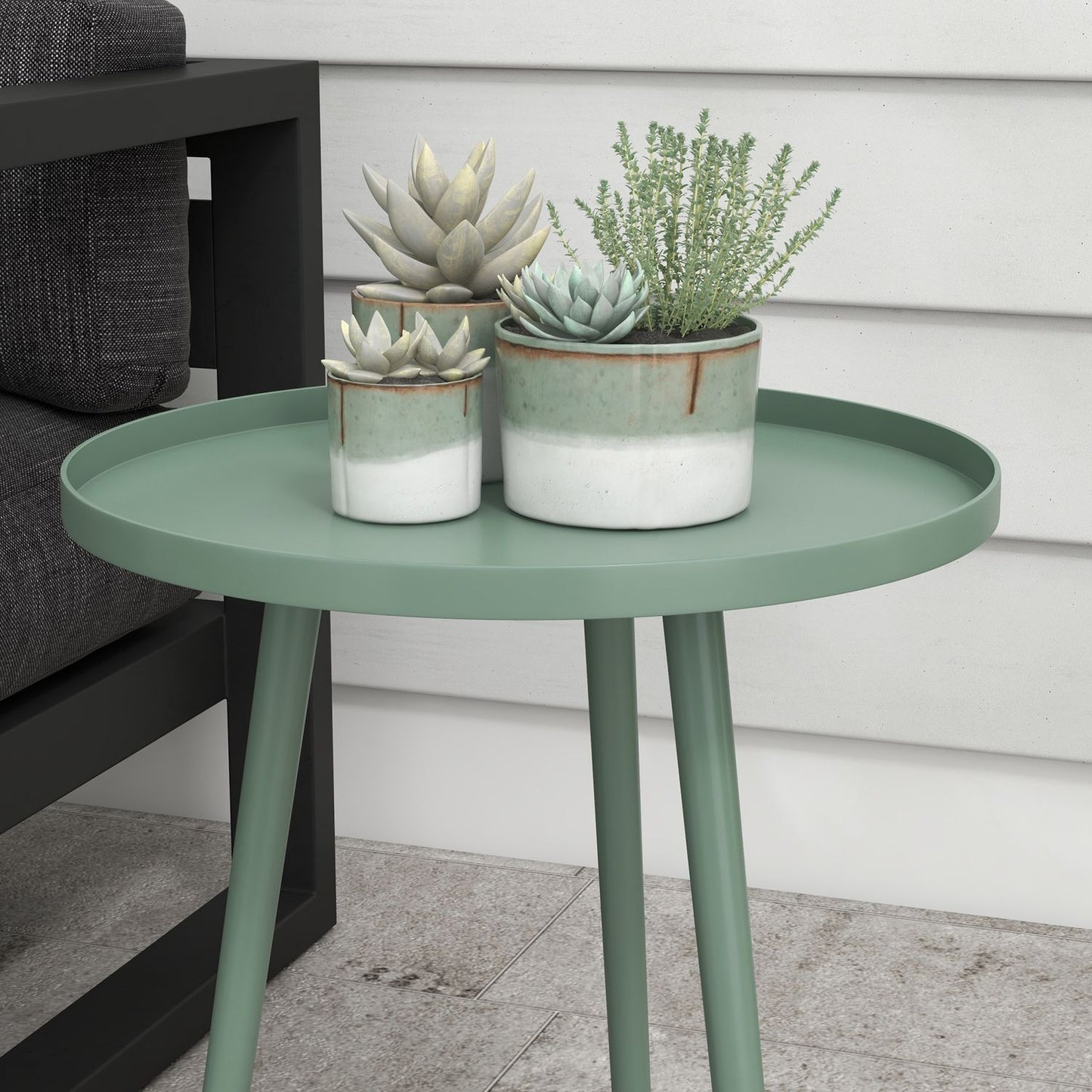 Round weatherproof garden table in steel - Ø40x50H cm, Green