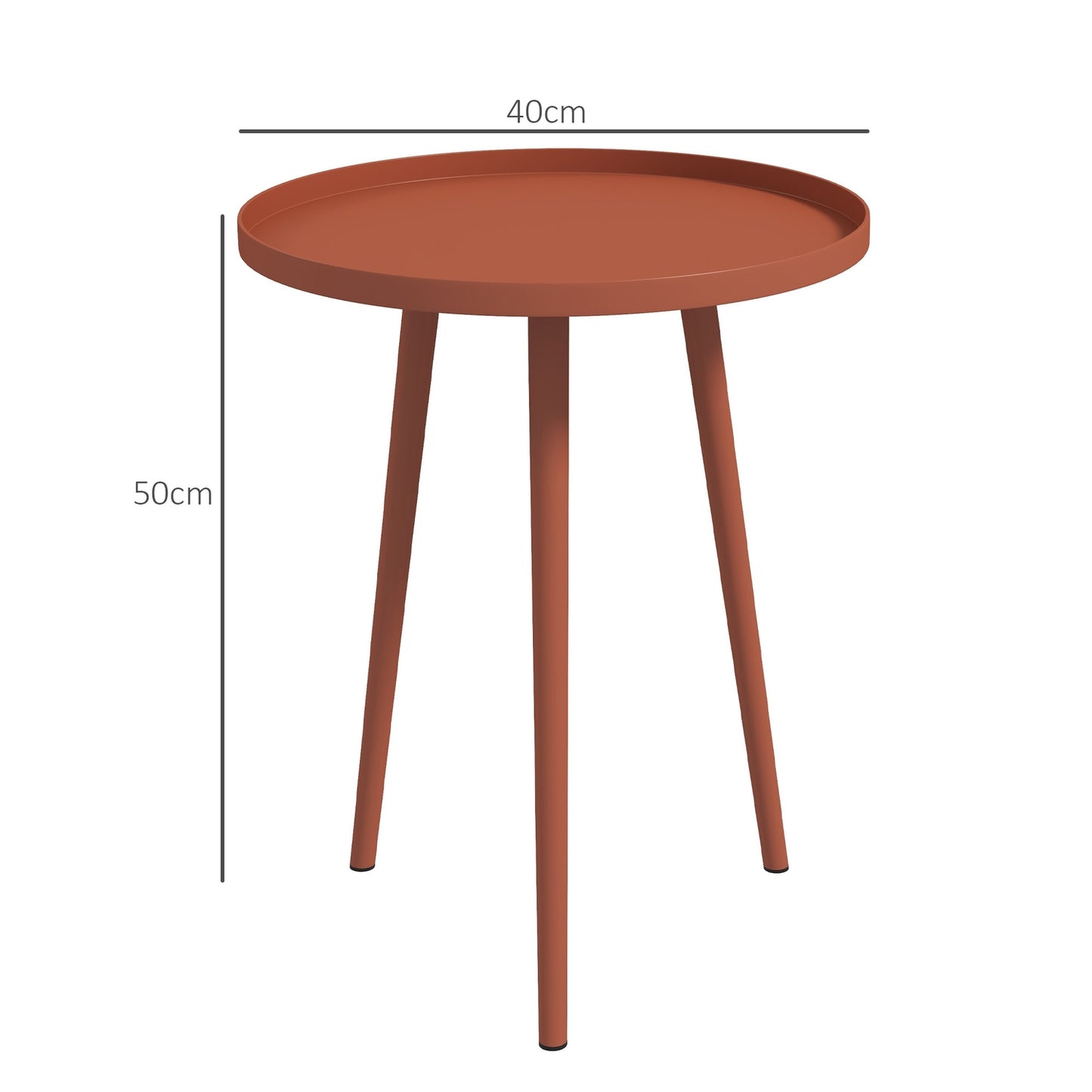 Weather-resistant round steel outdoor side table, Ø40x50H cm
