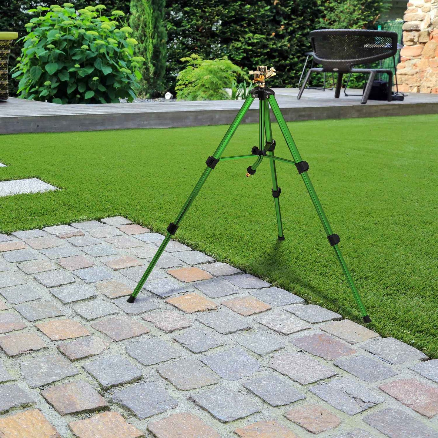Garden sprinkler with adjustable stand
