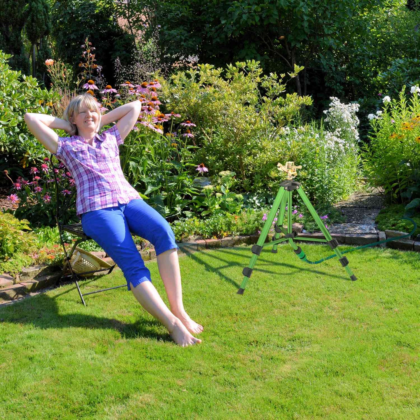 Garden sprinkler with adjustable stand