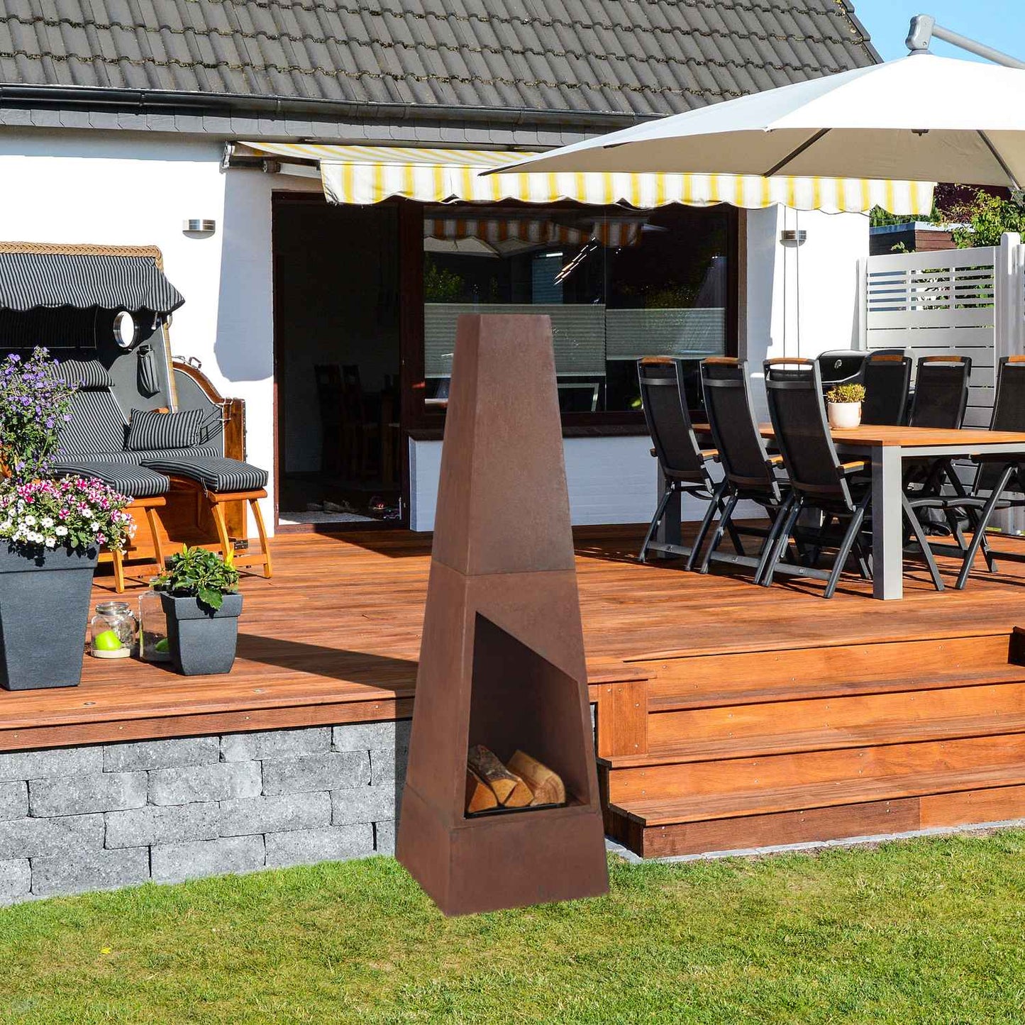 Garden stove in corten steel
