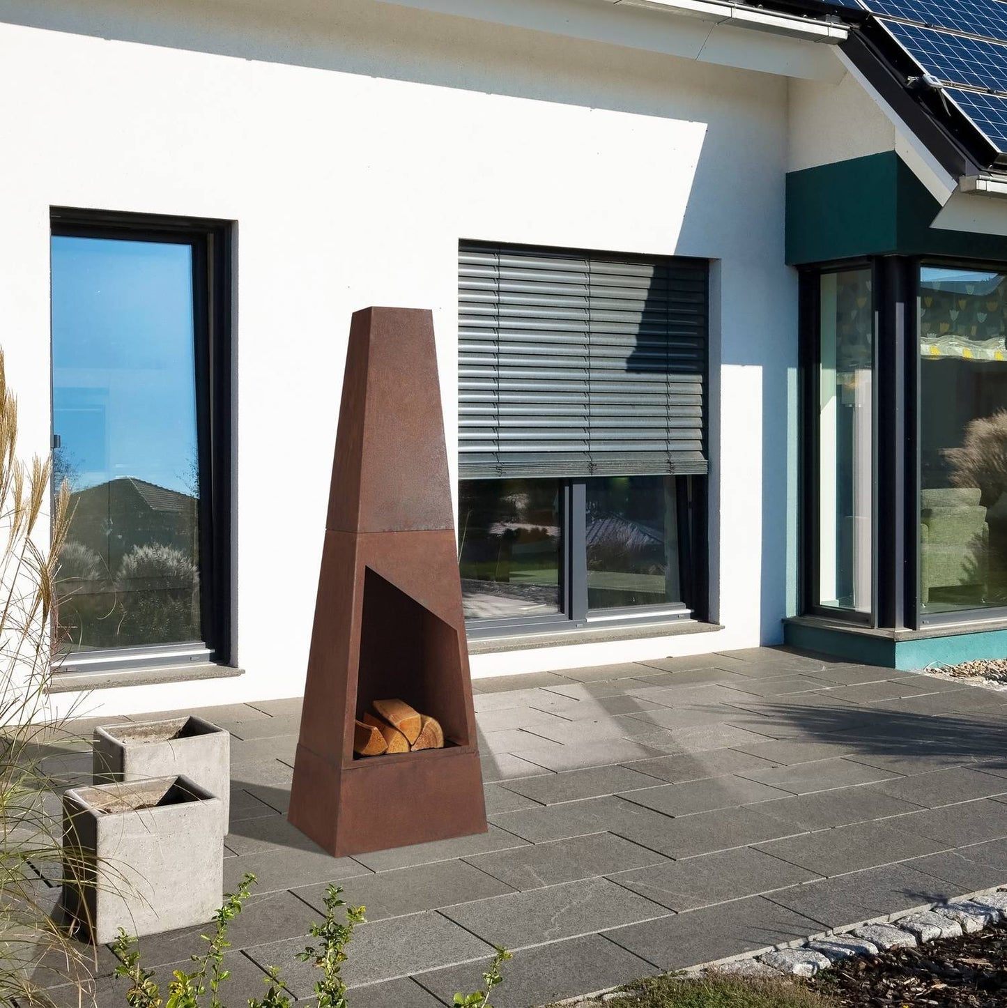 Garden stove in corten steel