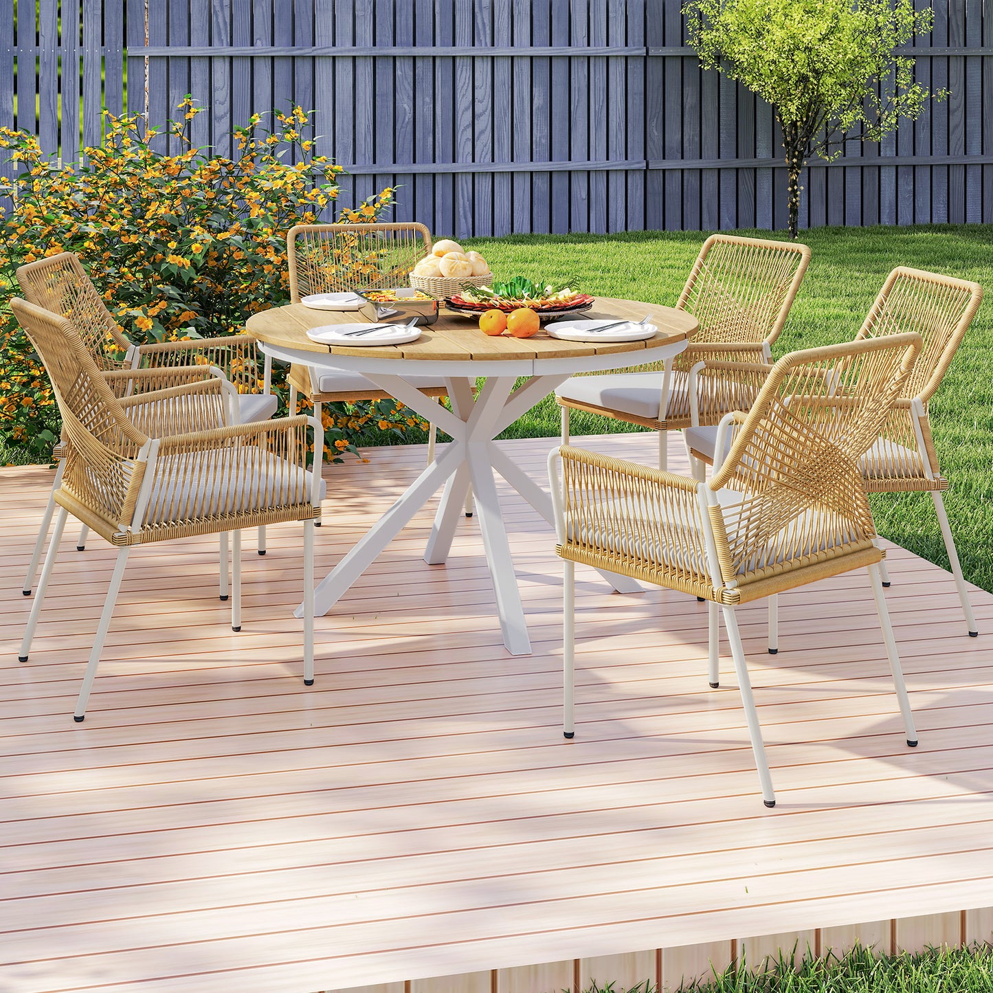 Around 118cm weatherproof aluminum garden table