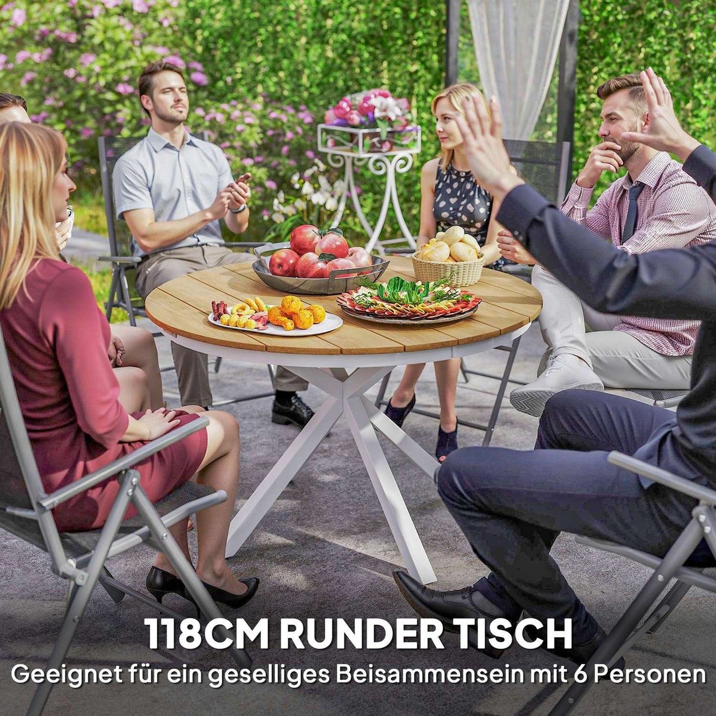 Around 118cm weatherproof aluminum garden table