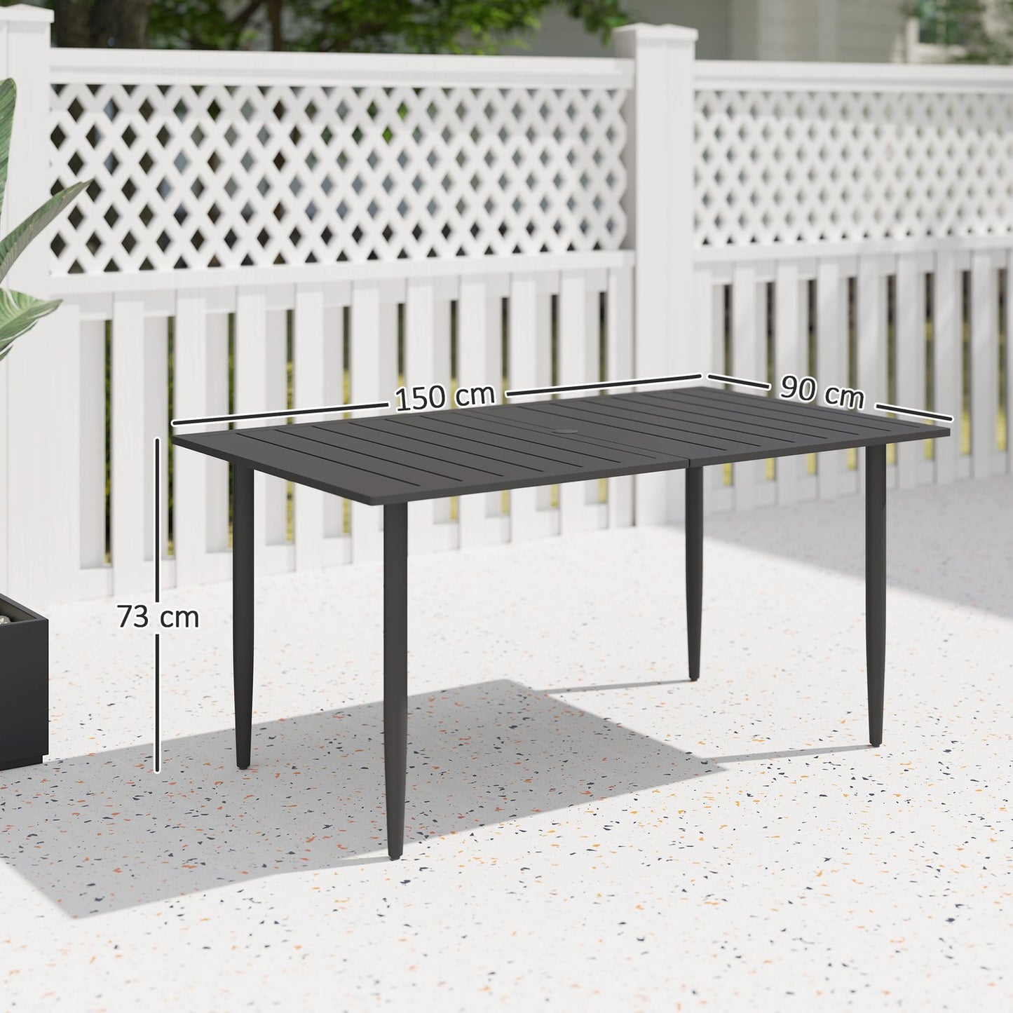 Rectangular outdoor table in steel, 150x90cm, Black