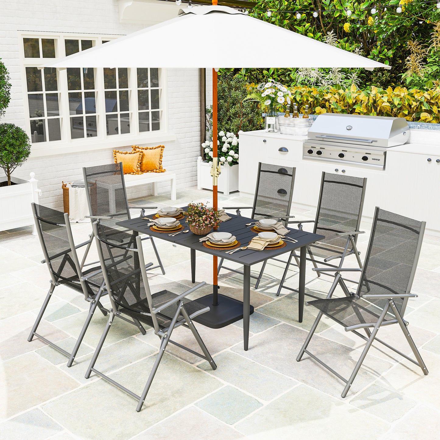 Rectangular outdoor table in steel, 150x90cm, Black