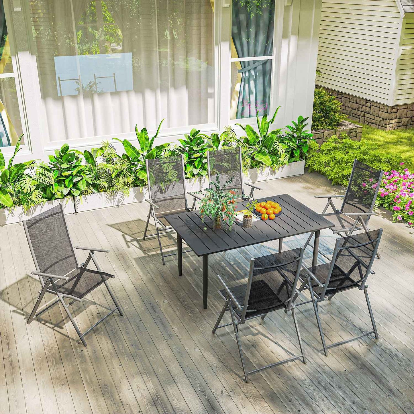 Rectangular outdoor table in steel, 150x90cm, Black