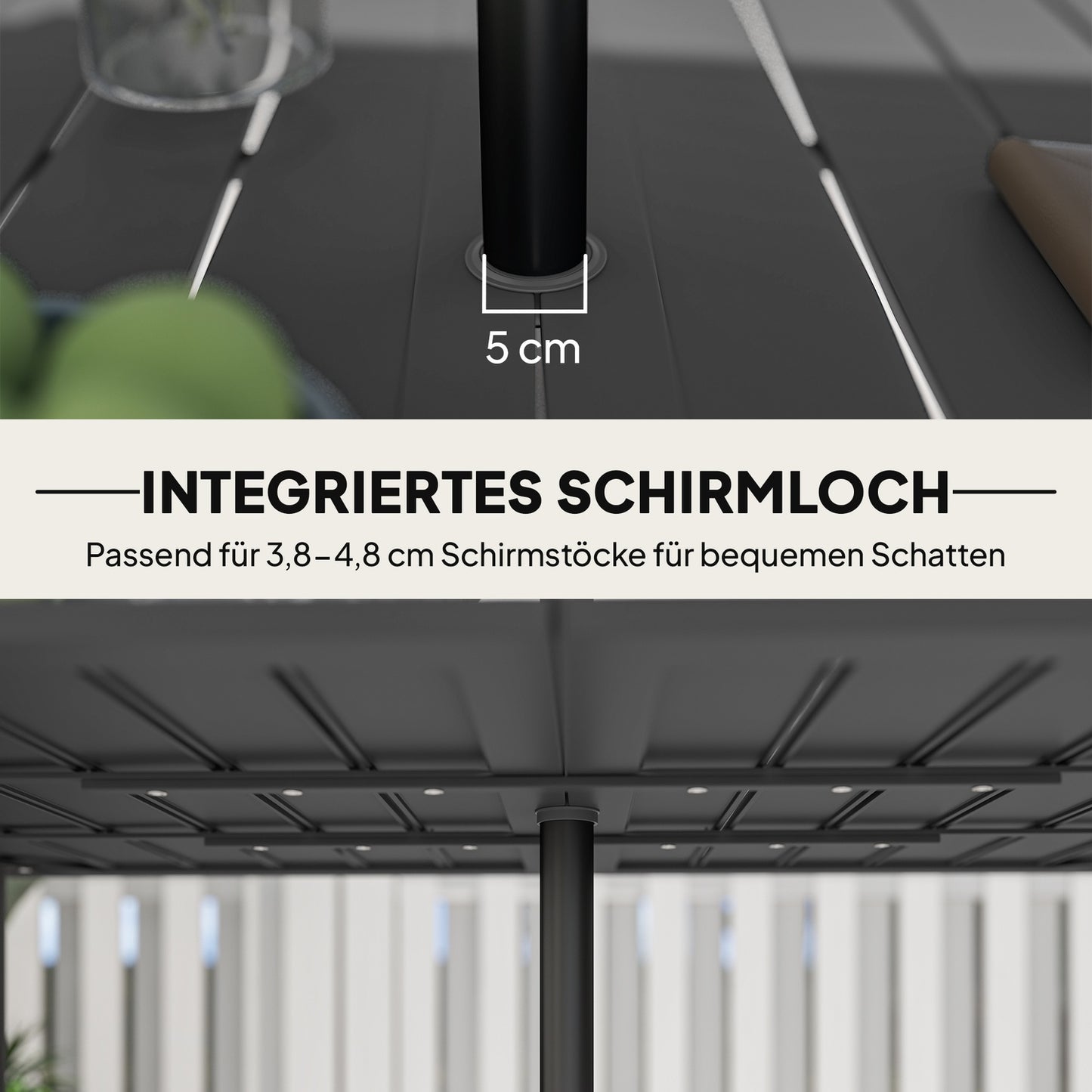 Rectangular outdoor table in steel, 150x90cm, Black