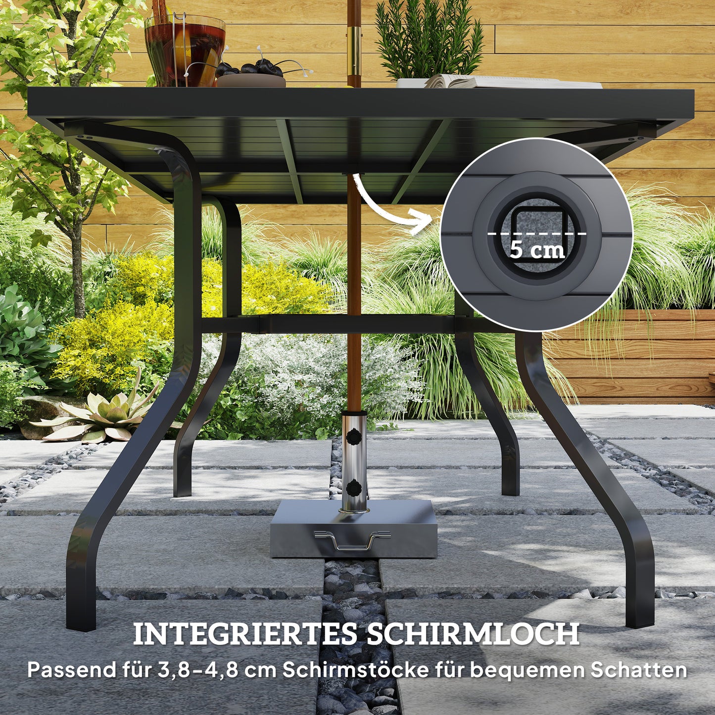 Rectangular Outdoor dining table in steel, weatherproof, 152x90 cm