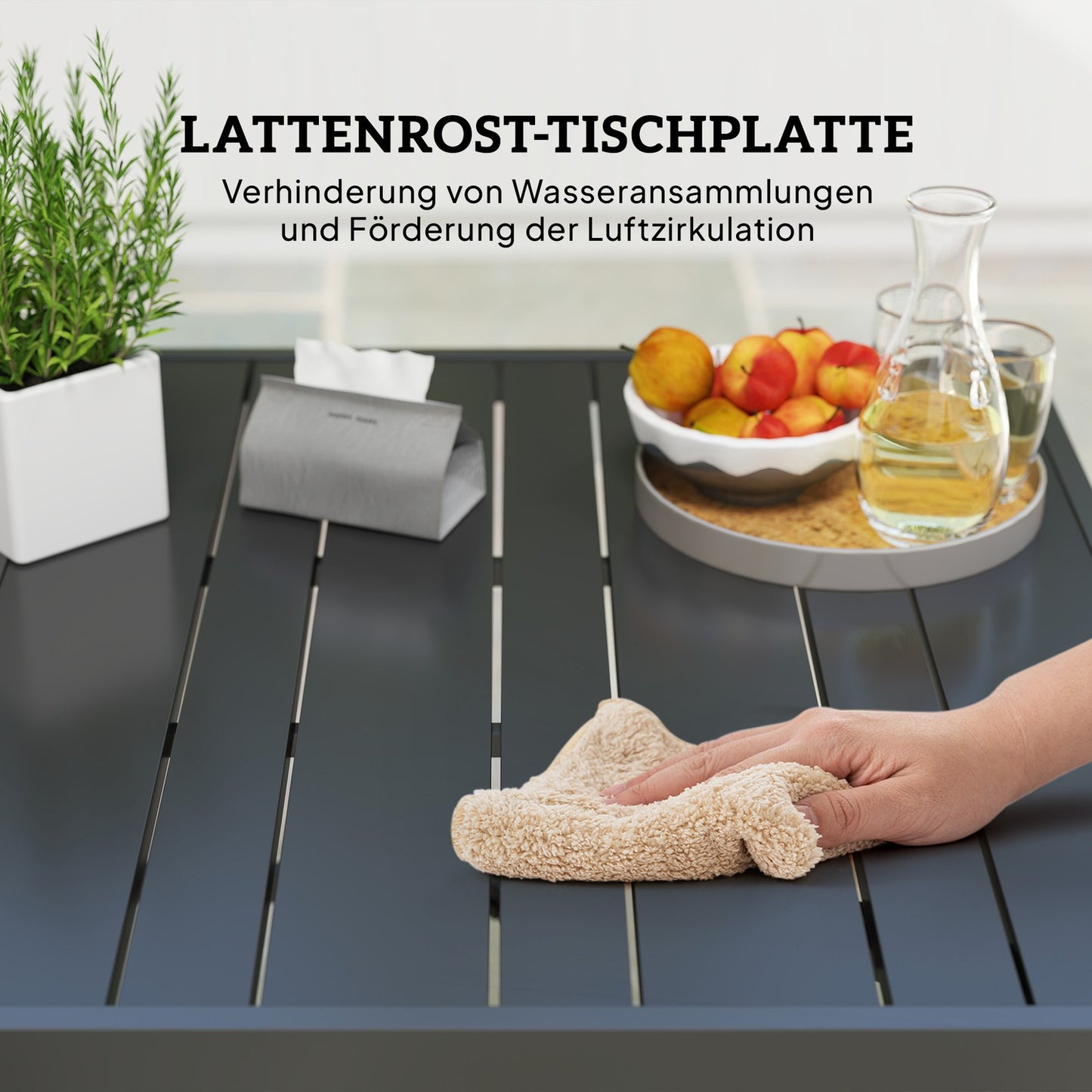 Rectangular Outdoor dining table in steel, weatherproof, 152x90 cm