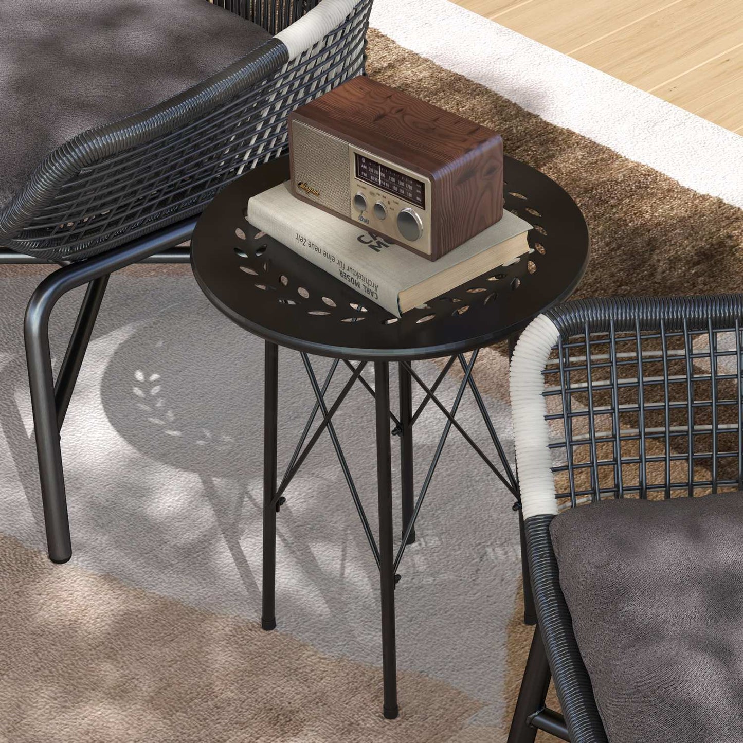 Round outdoor table in steel, Ø40x50cm, weatherproof design