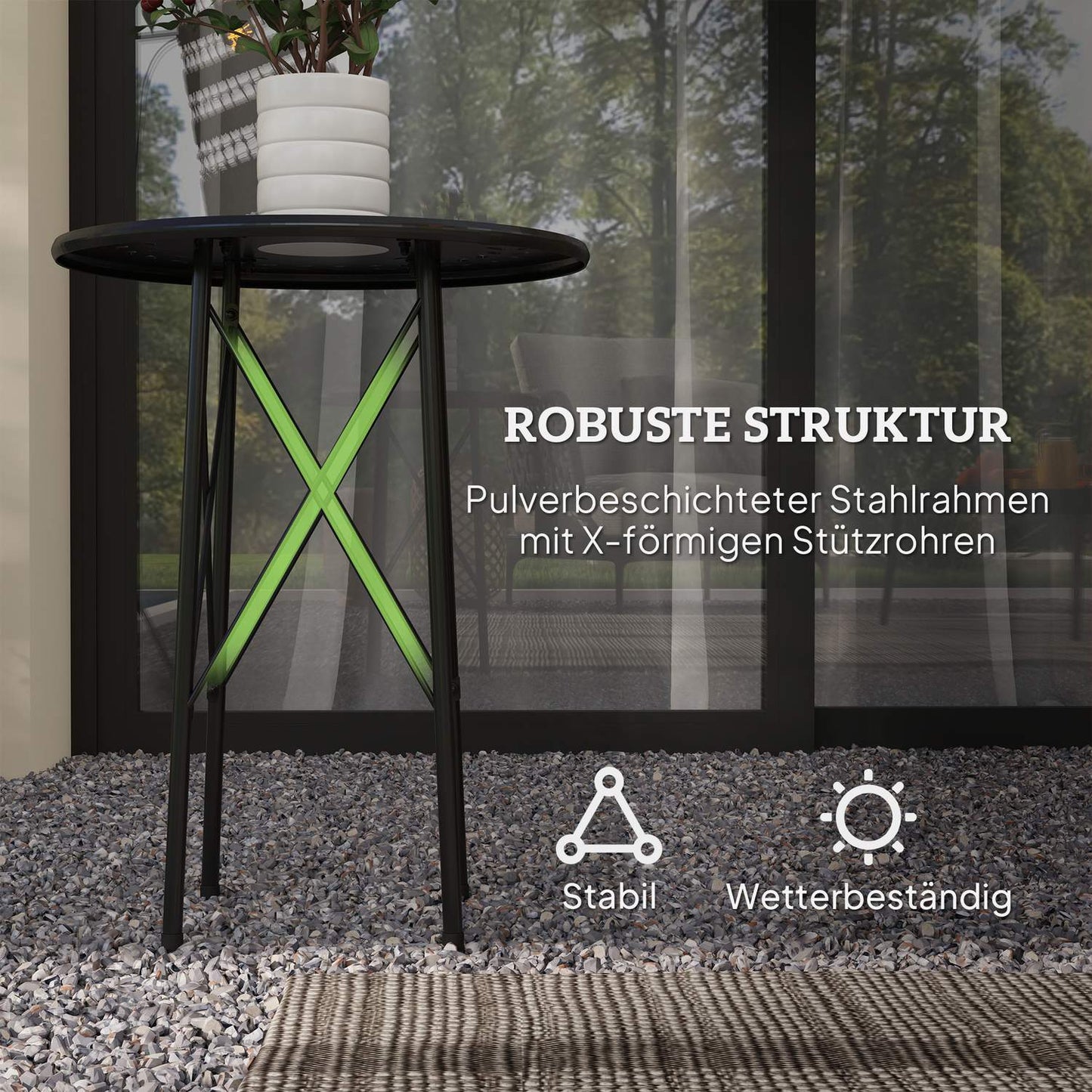 Round outdoor table in steel, Ø40x50cm, weatherproof design