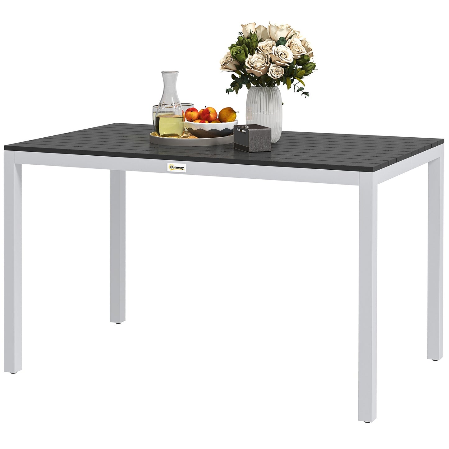 Aluminum garden table, 120x70 cm, weatherproof, black