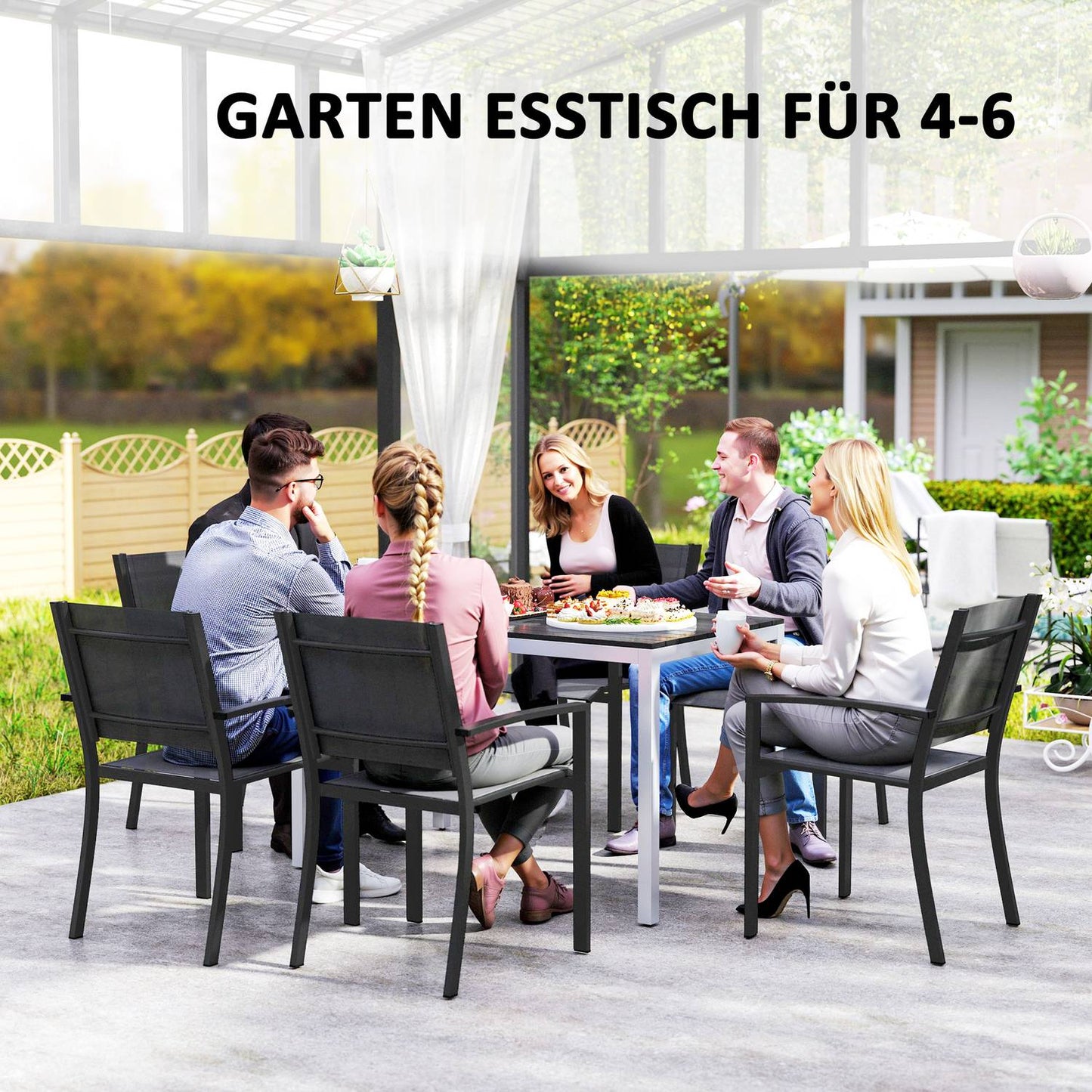 Aluminum garden table, 120x70 cm, weatherproof, black