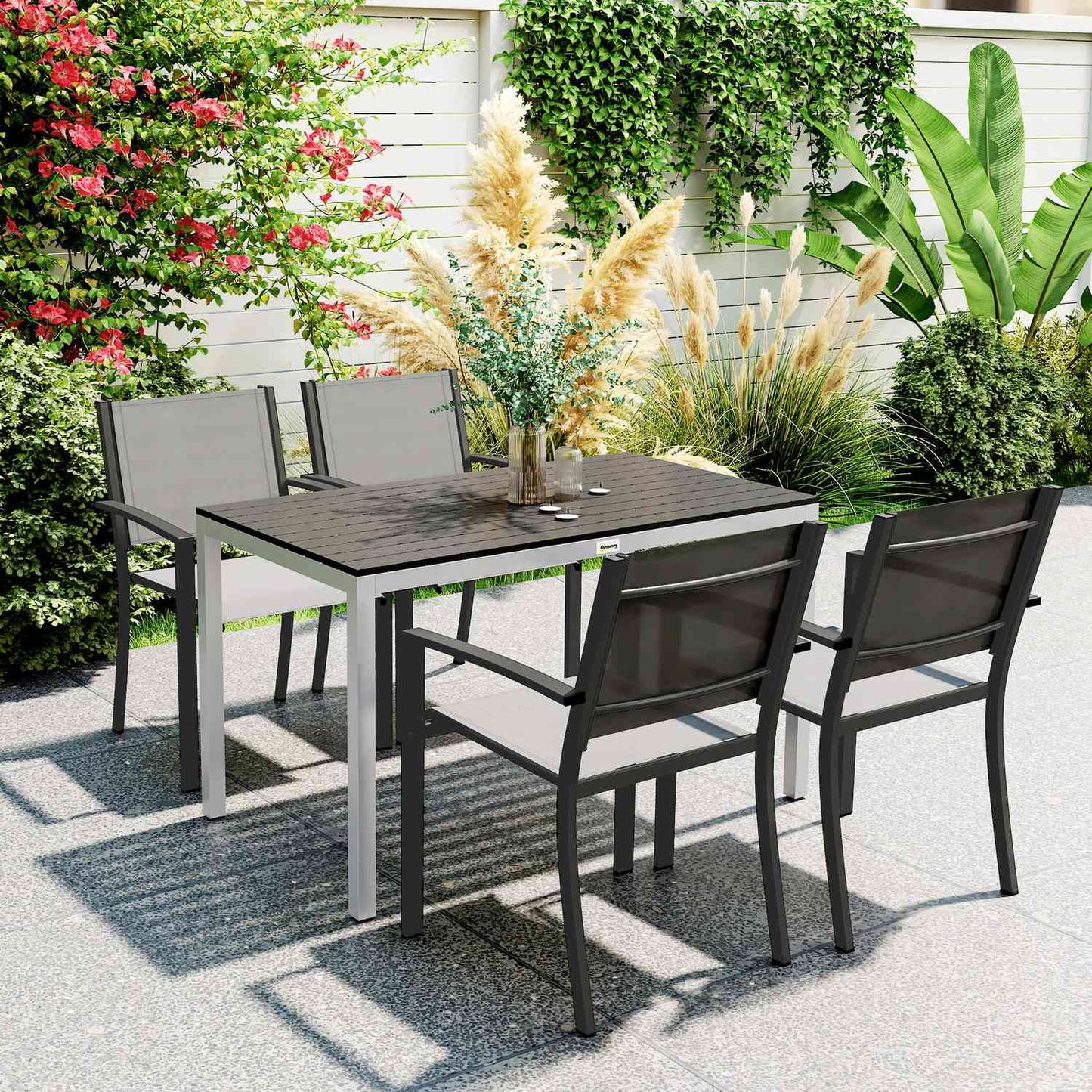 Aluminum garden table, 120x70 cm, weatherproof, black