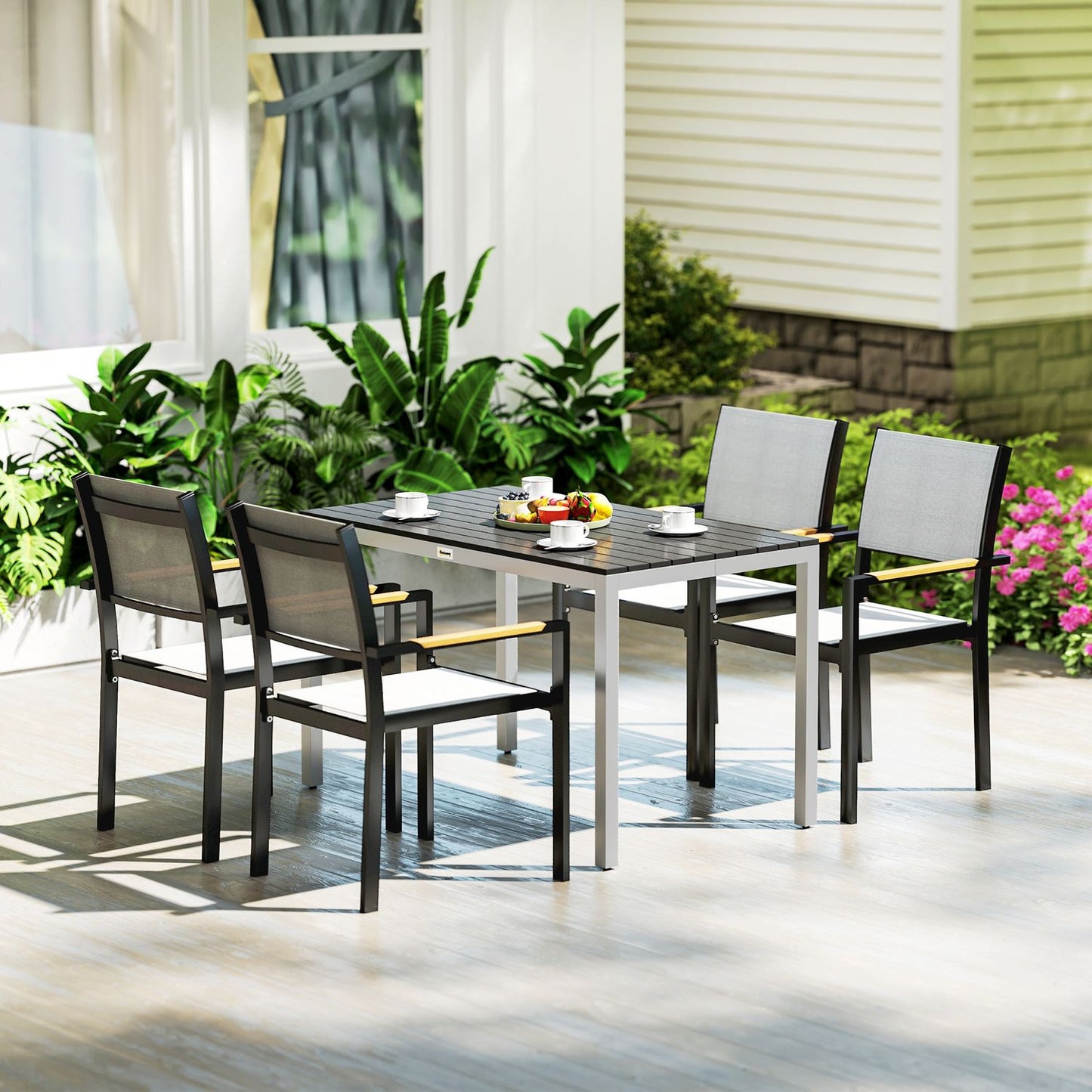 Aluminum garden table, 120x70 cm, weatherproof, black