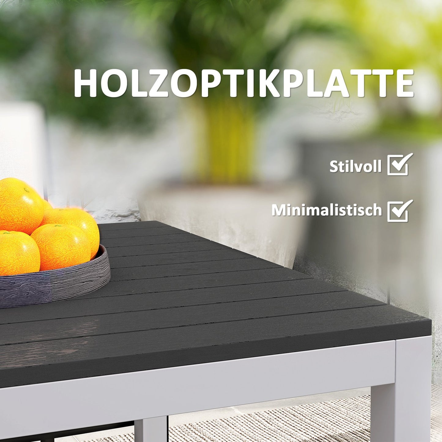 Aluminum garden table, 120x70 cm, weatherproof, black
