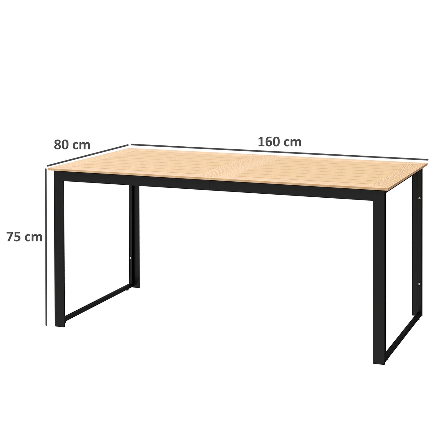 Outdoor dining table, 6-seater weather-resistant wooden look