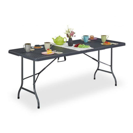 Garden table in gray rattan look