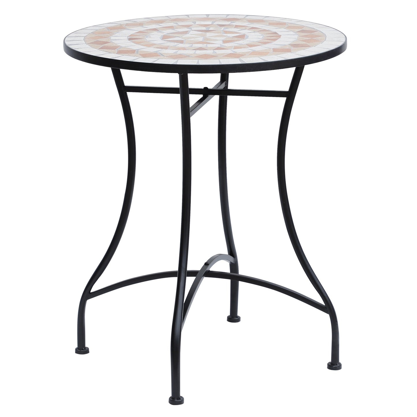 Round Mosaic Garden Table, Steel & Ceramic, Ø60 x H71 cm
