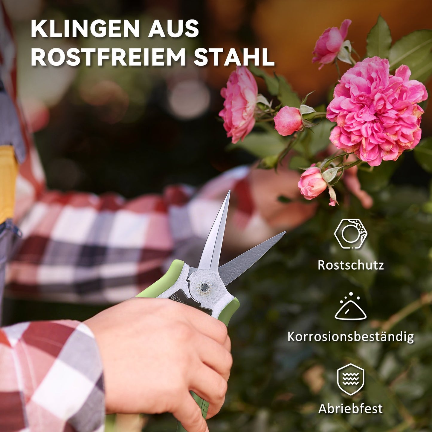 Garden tool set 2 pieces garden tool made of stainless steel garden tools with garden shears pruning shears green + silver